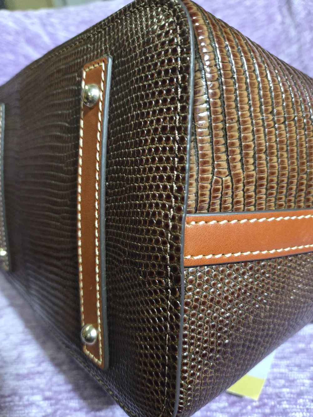 Dooney & Bourke Chestnut Textured Lizard- Emboased Drawstring Bucket Bag. NWT🫶